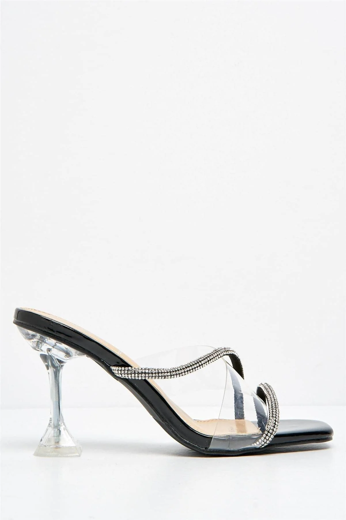 Croix Perspex and Diamante Square-toe Mule in Black - Image 5