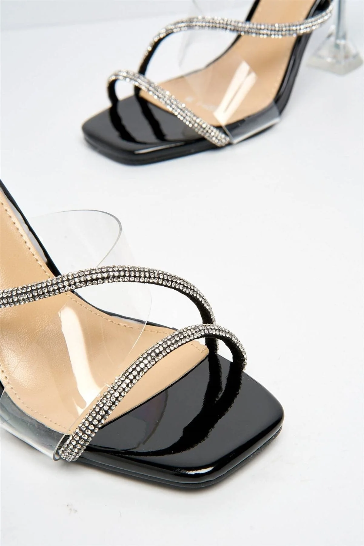 Croix Perspex and Diamante Square-toe Mule in Black - Image 6
