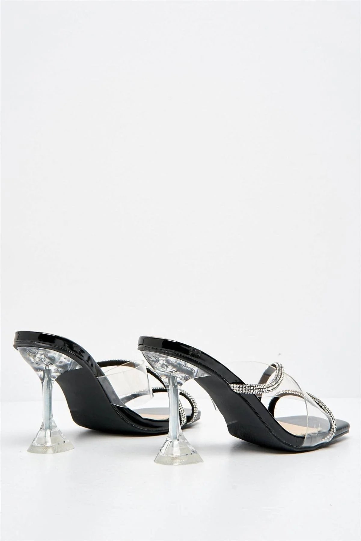 Croix Perspex and Diamante Square-toe Mule in Black - Image 7