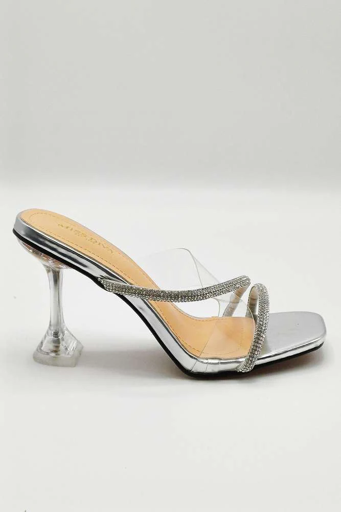 Croix Perspex and Diamante Square-toe Mule in Silver - Image 5
