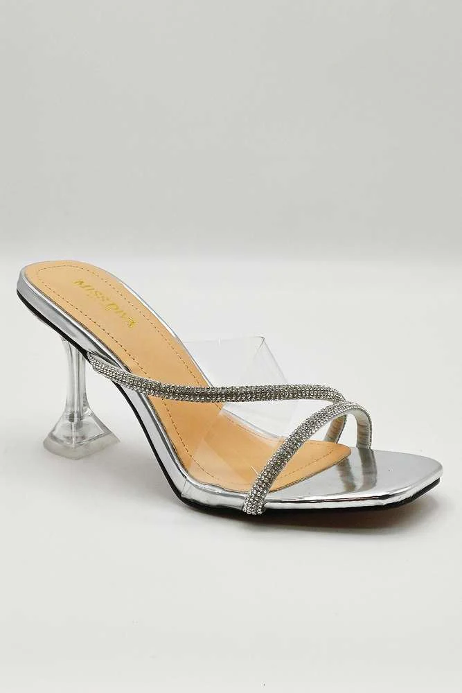 Croix Perspex and Diamante Square-toe Mule in Silver - Image 6