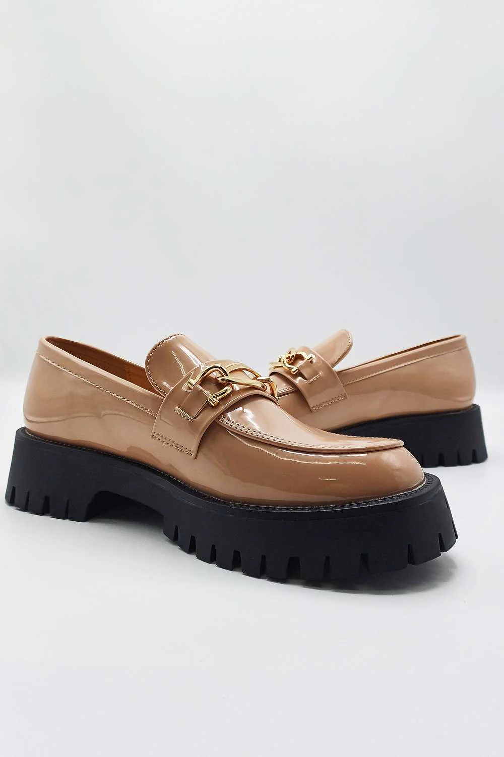Cronnie Metal Link Detail Loafers in Nude - Image 2