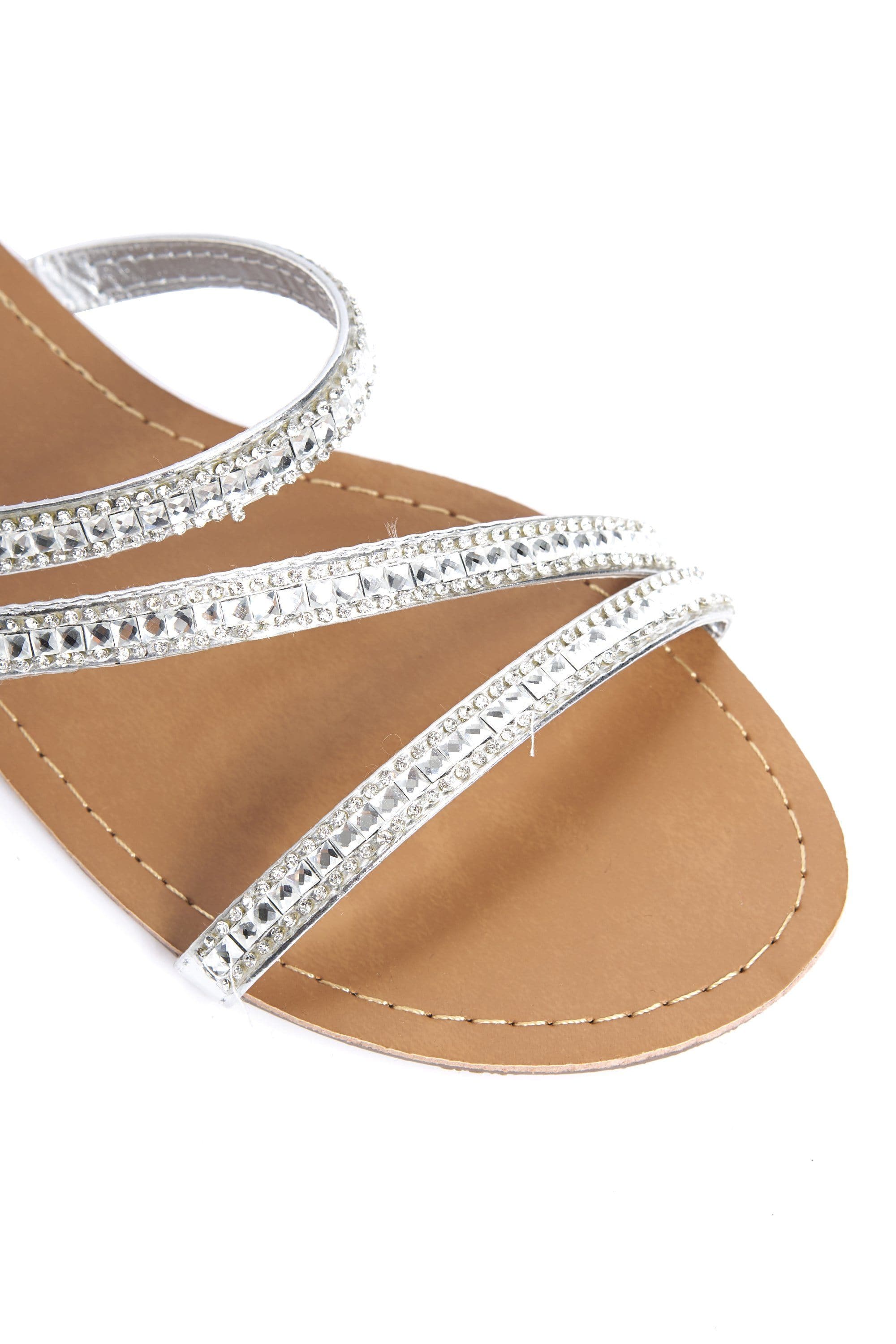 Corrie Crossover Strap Diamante Sandal in Silver - Image 6