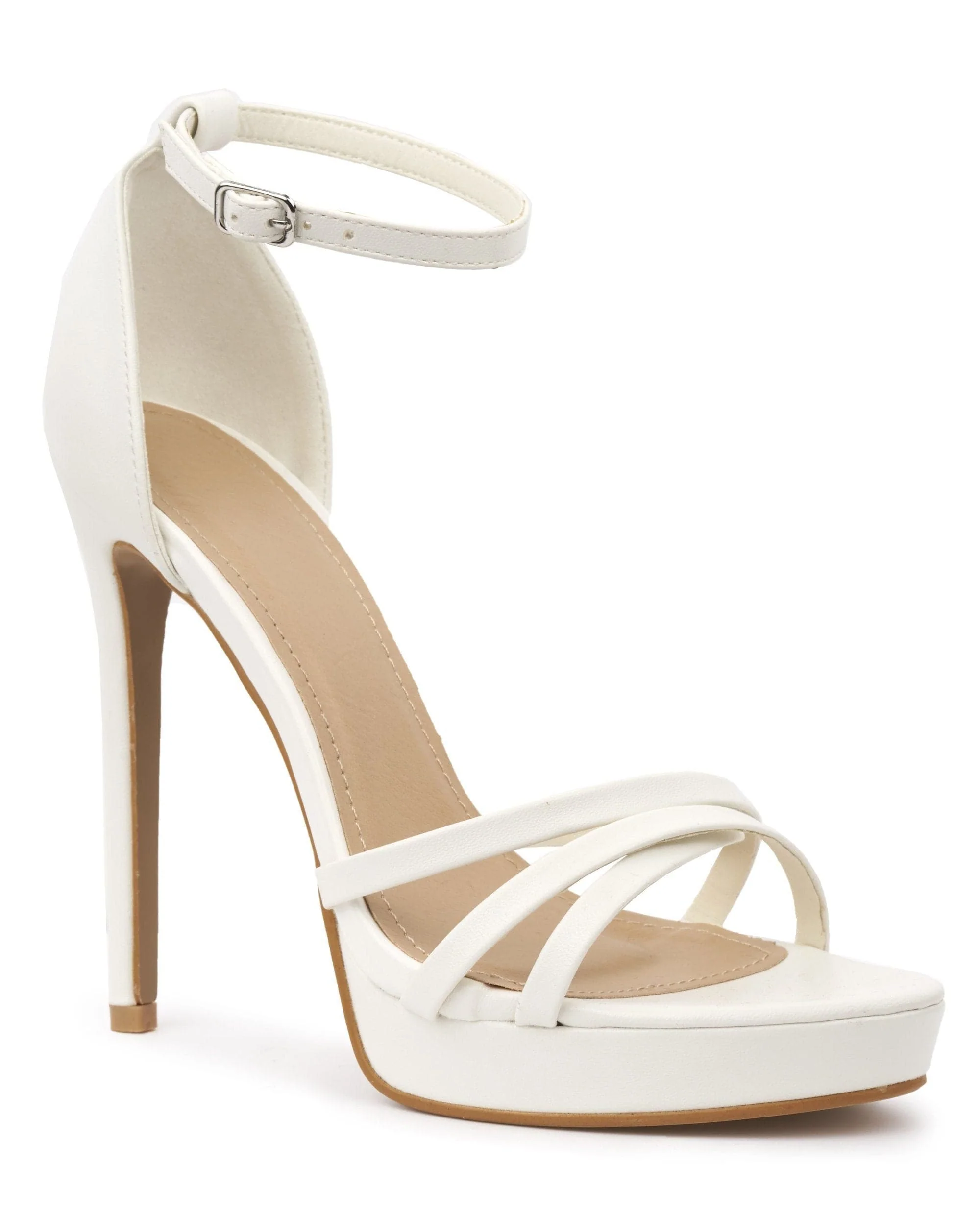 Amelia Crossover Strap Platform Sandal in White Matt - Image 5