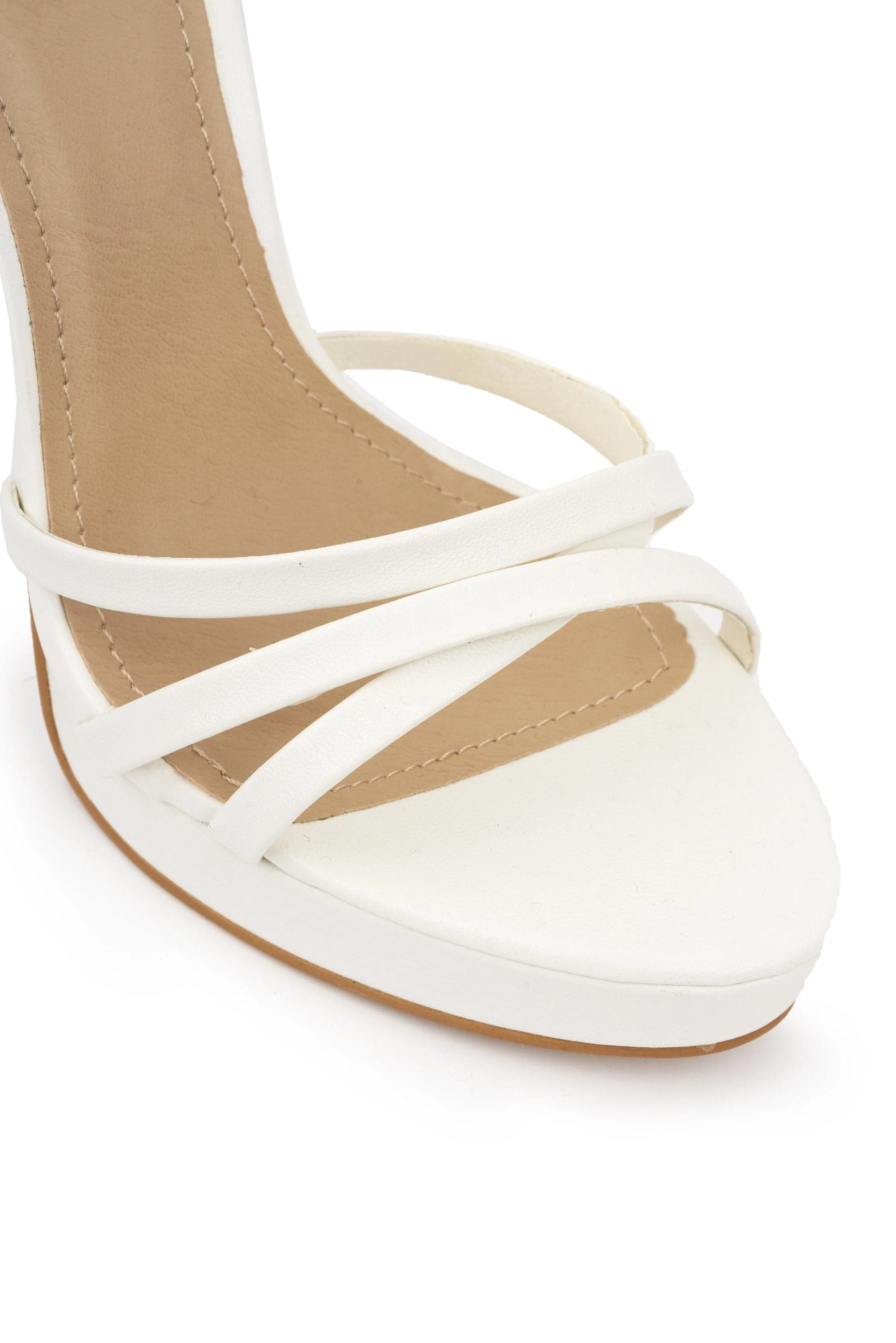 Amelia Crossover Strap Platform Sandal in White Matt - Image 6