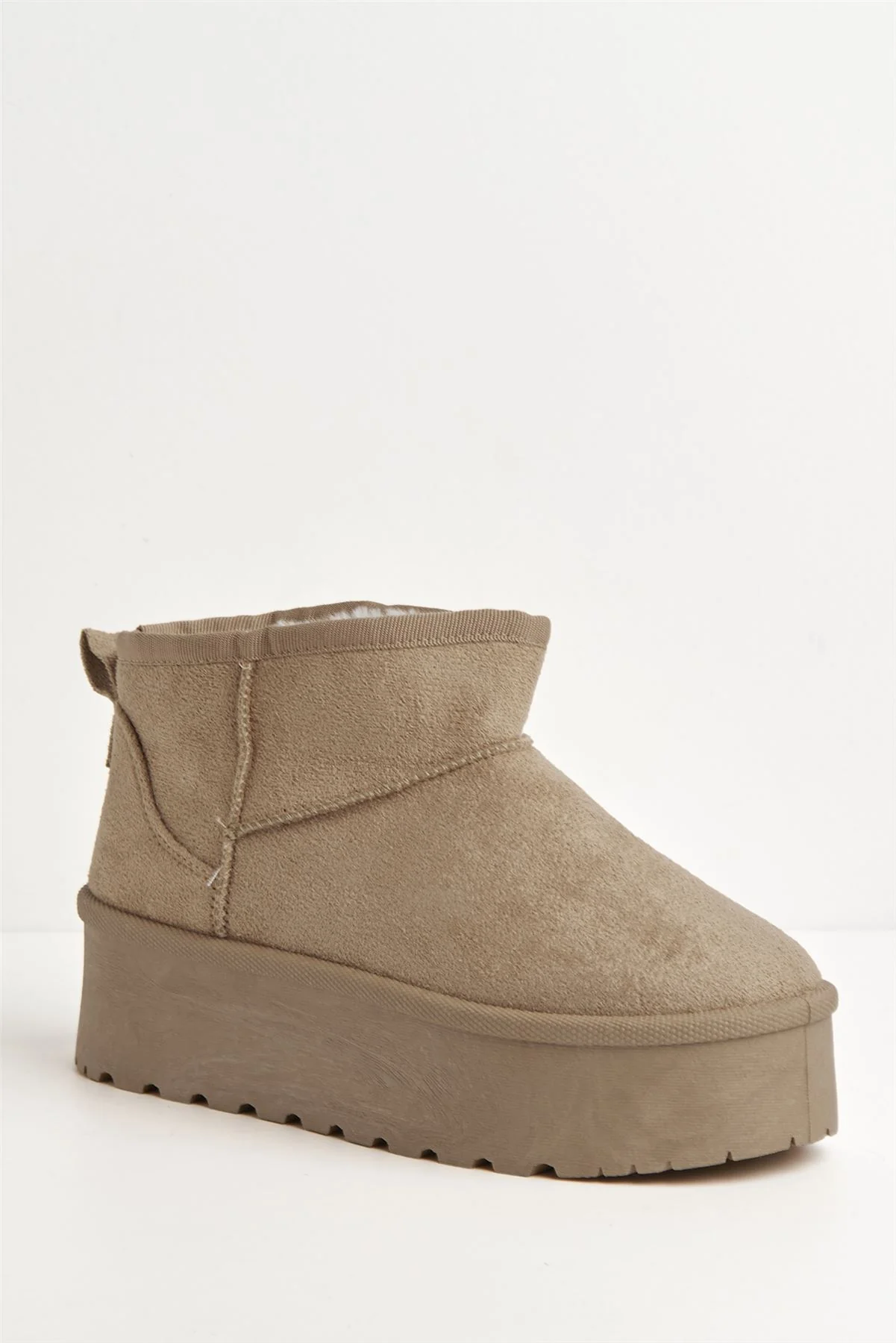 Dahl Faux Fur Lining Chunky Sole Ankle Boots in Taupe - Image 4