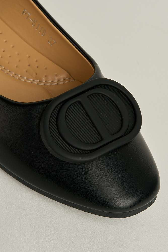 Dalia Monogram Detail Brooch Pumps in Black - Image 5