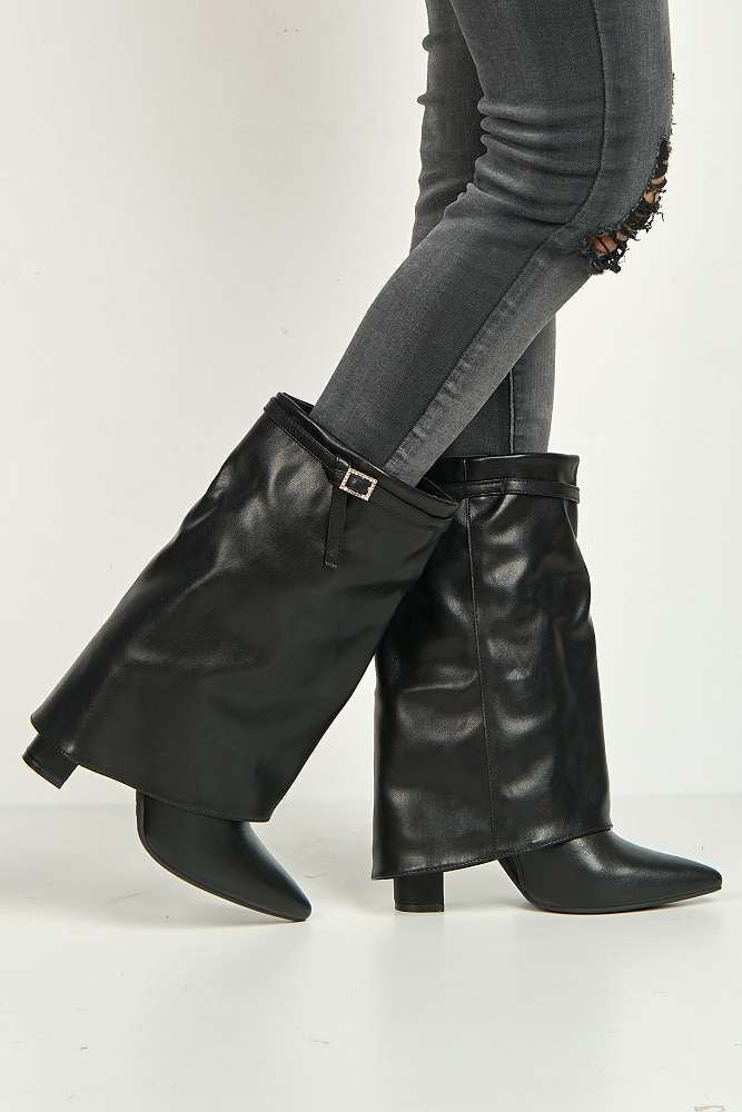 Dalia Pointed Toe Diamante Ankle Boots in Black - Image 3