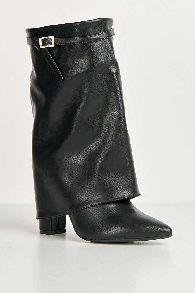 Dalia Pointed Toe Diamante Ankle Boots in Black - Image 4