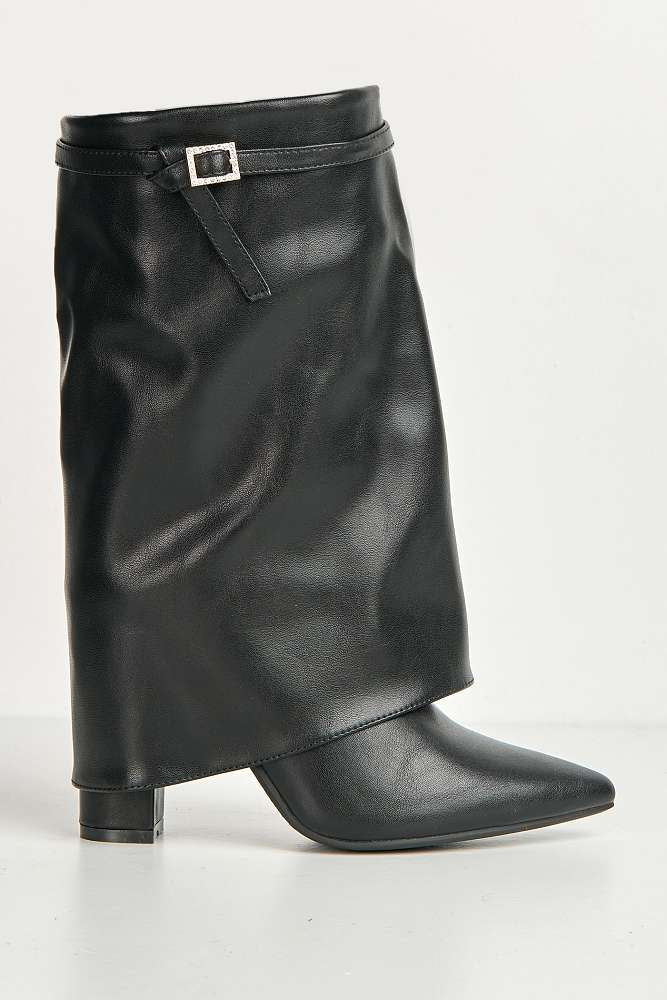 Dalia Pointed Toe Diamante Ankle Boots in Black - Image 6