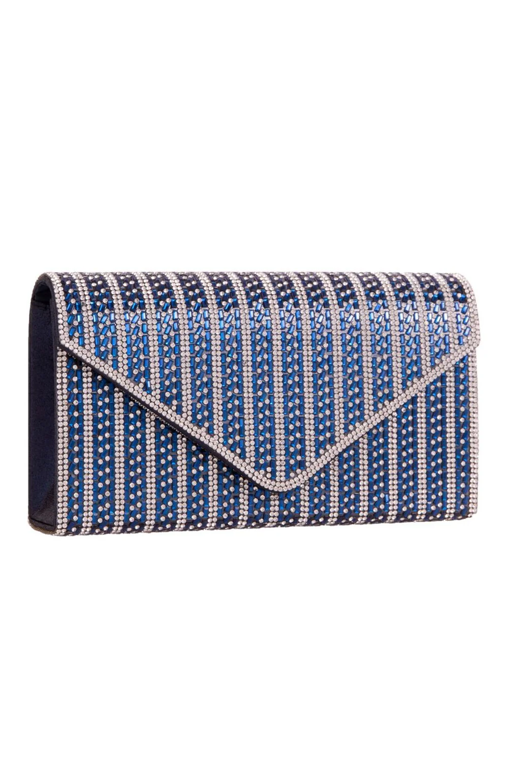 Daliana Envelope Diamante Clutch Bag in Navy - Image 2