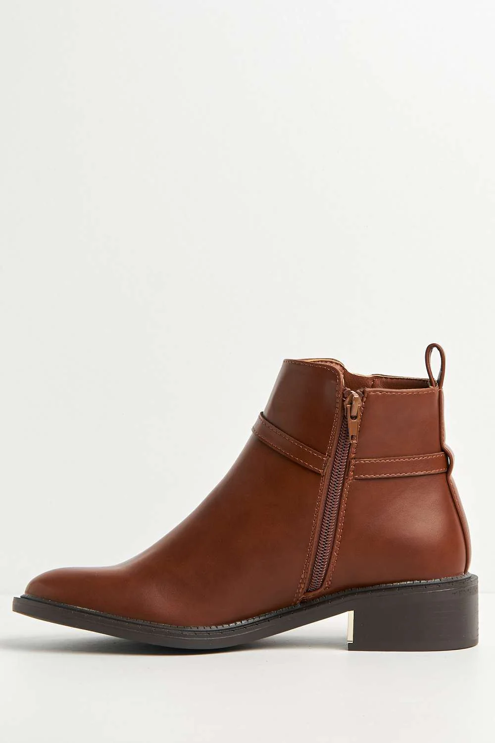 Dalla Buckle Detail Zip Ankle Chelsea Boots in Tan Matt - Image 6