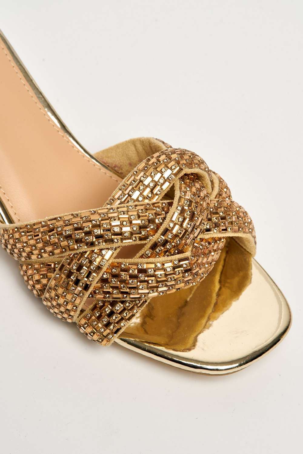 Dana Plaited Gemstone Band Block Heel Mule in Gold - Image 6