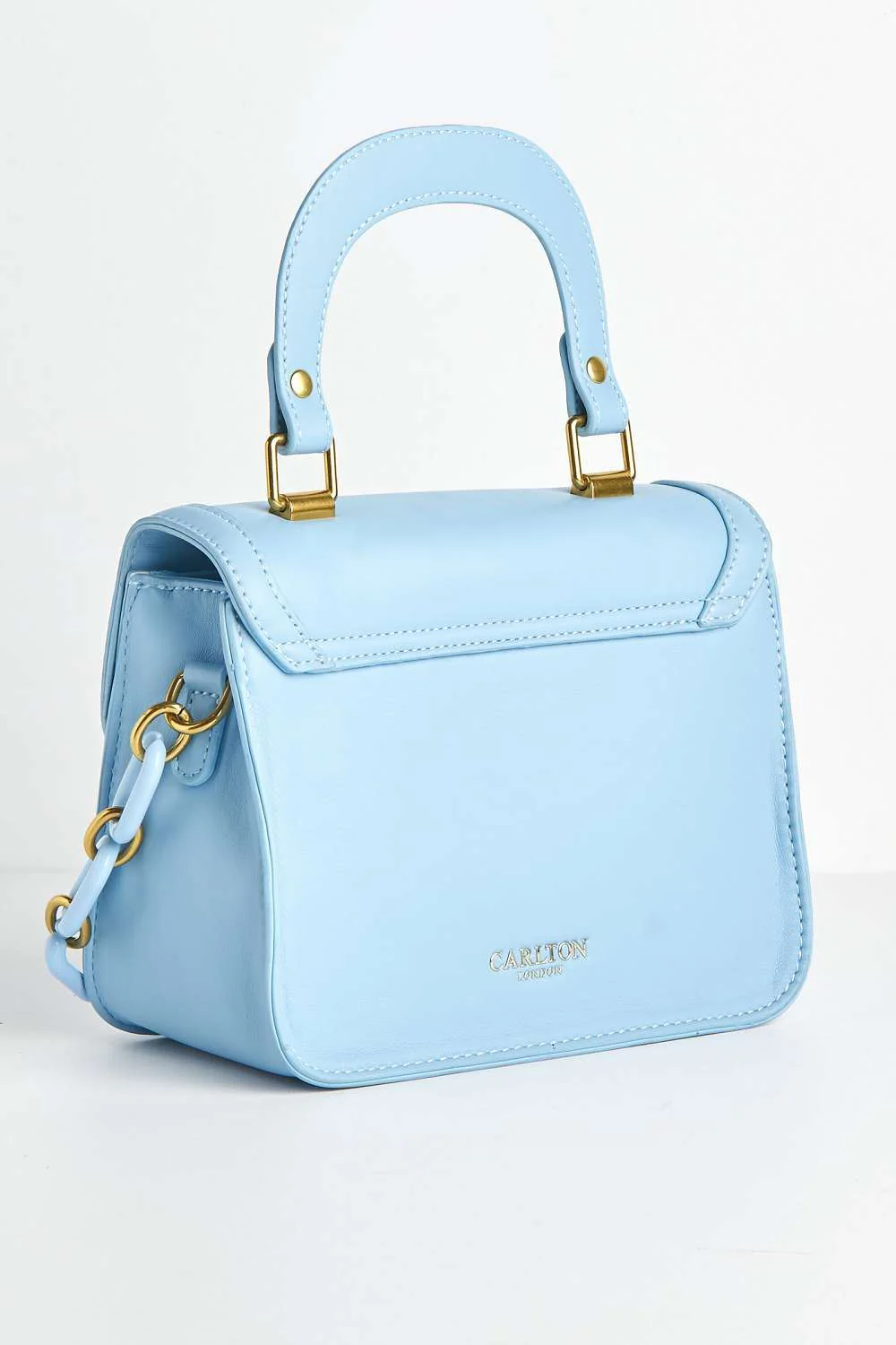 Danya Carlton Collection Chain Detail Top Handle Bag in Blue - Image 3