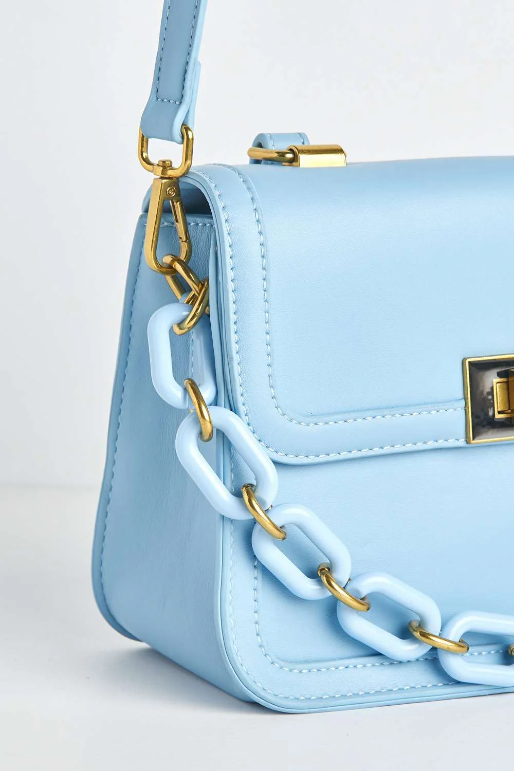 Danya Carlton Collection Chain Detail Top Handle Bag in Blue - Image 4