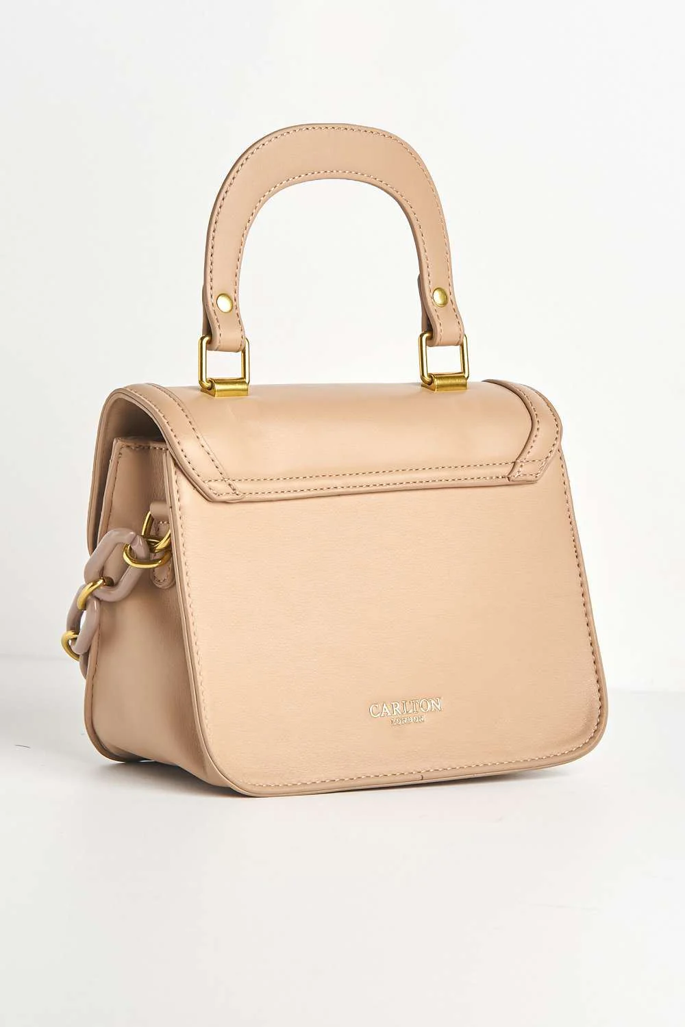 Danya Carlton Collection Chain Detail Top Handle Bag in Blush - Image 3