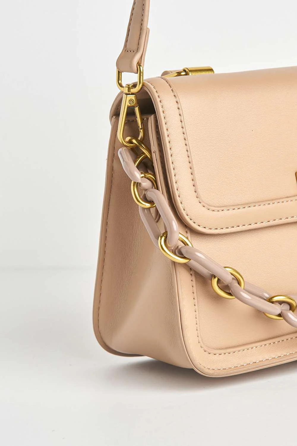 Danya Carlton Collection Chain Detail Top Handle Bag in Blush - Image 4