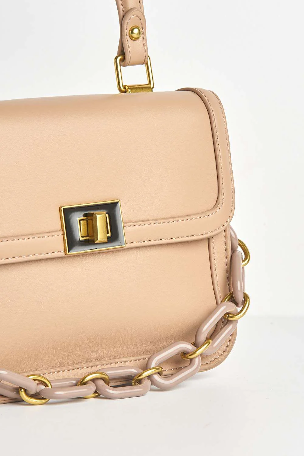 Danya Carlton Collection Chain Detail Top Handle Bag in Blush - Image 5
