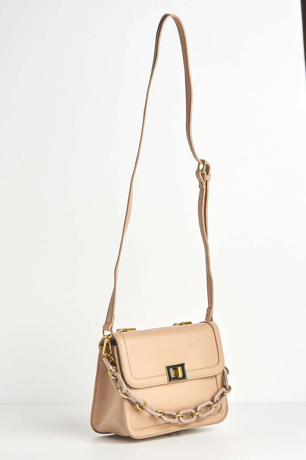 Danya Carlton Collection Chain Detail Top Handle Bag in Blush - Image 6