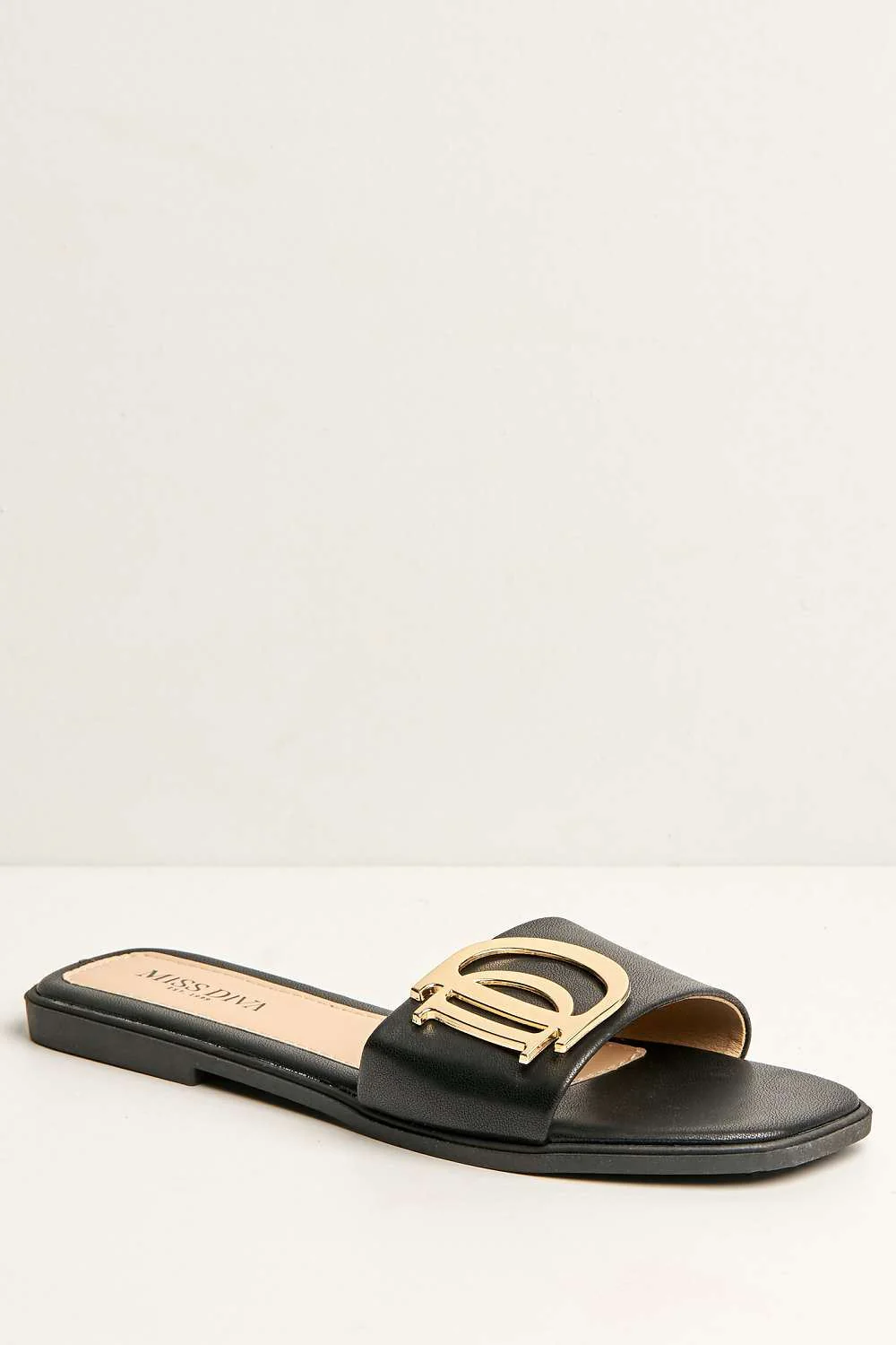Darcy D Letters Broach Flat Sliders in Black - Image 4