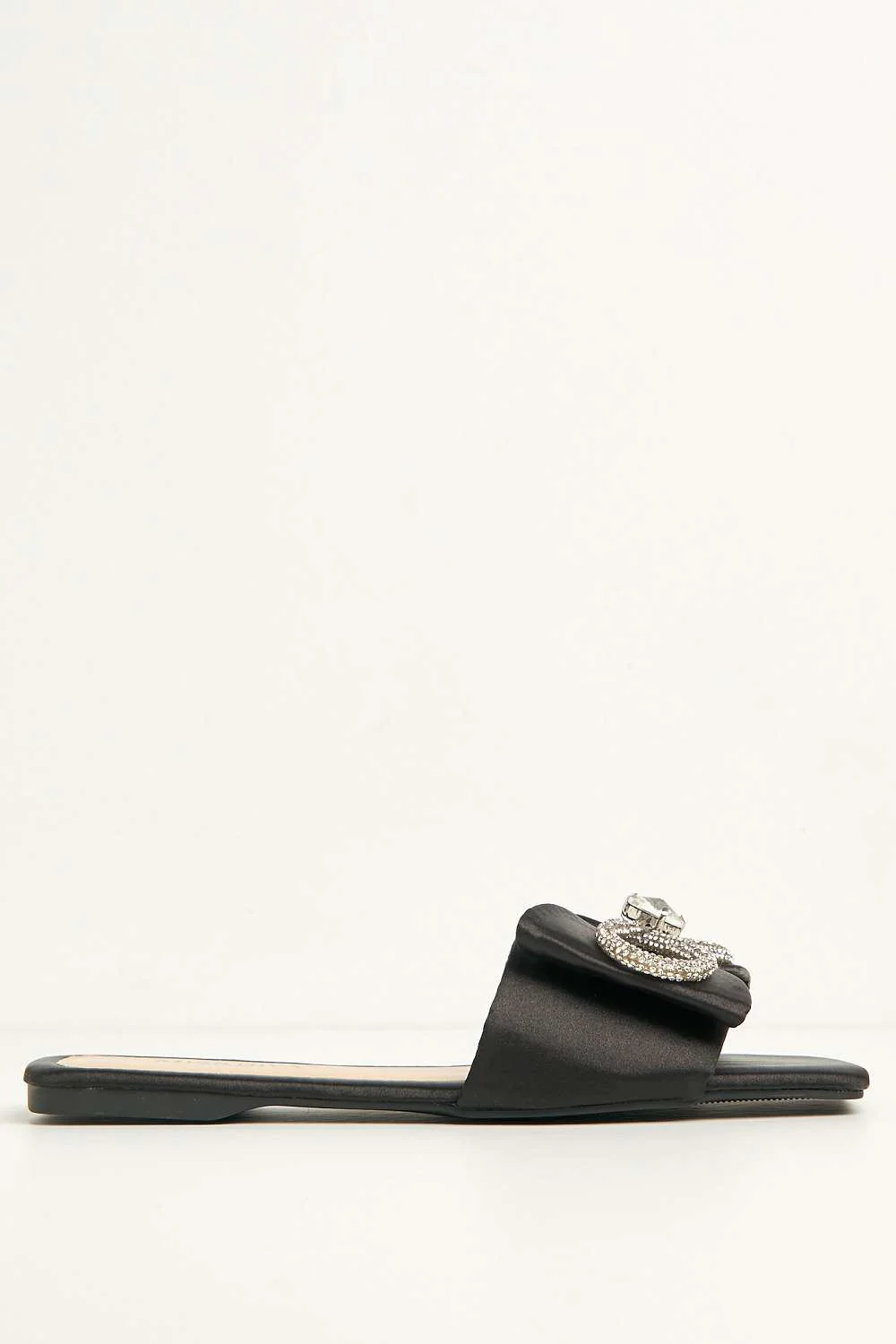 Darla Diamante Bow Square Toe Sliders in Black - Image 5