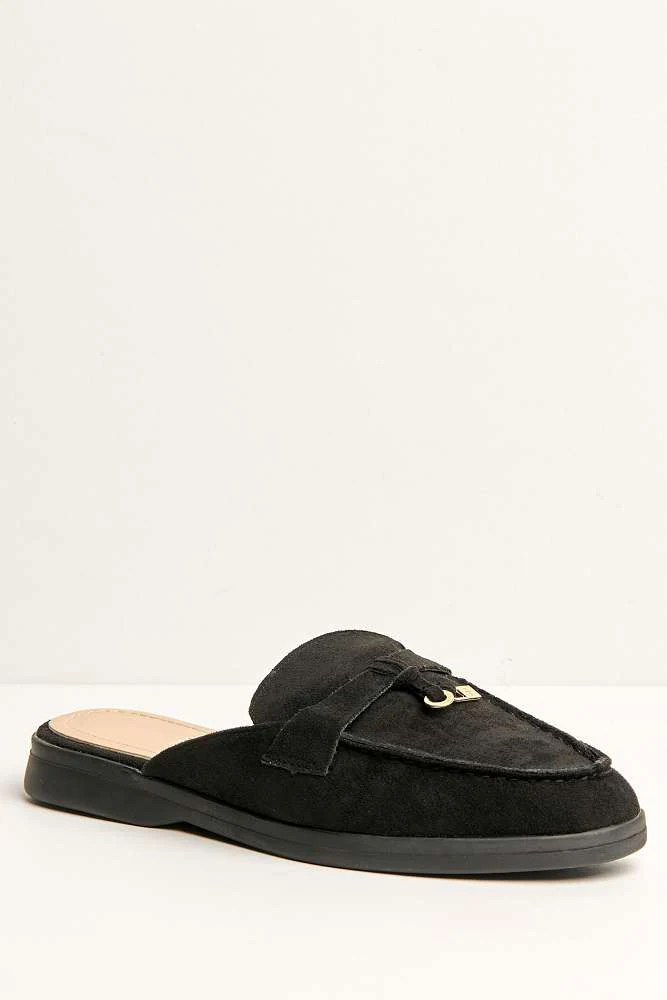 Deejah Padlock Chain Backless Flat Mule in Black - Image 4