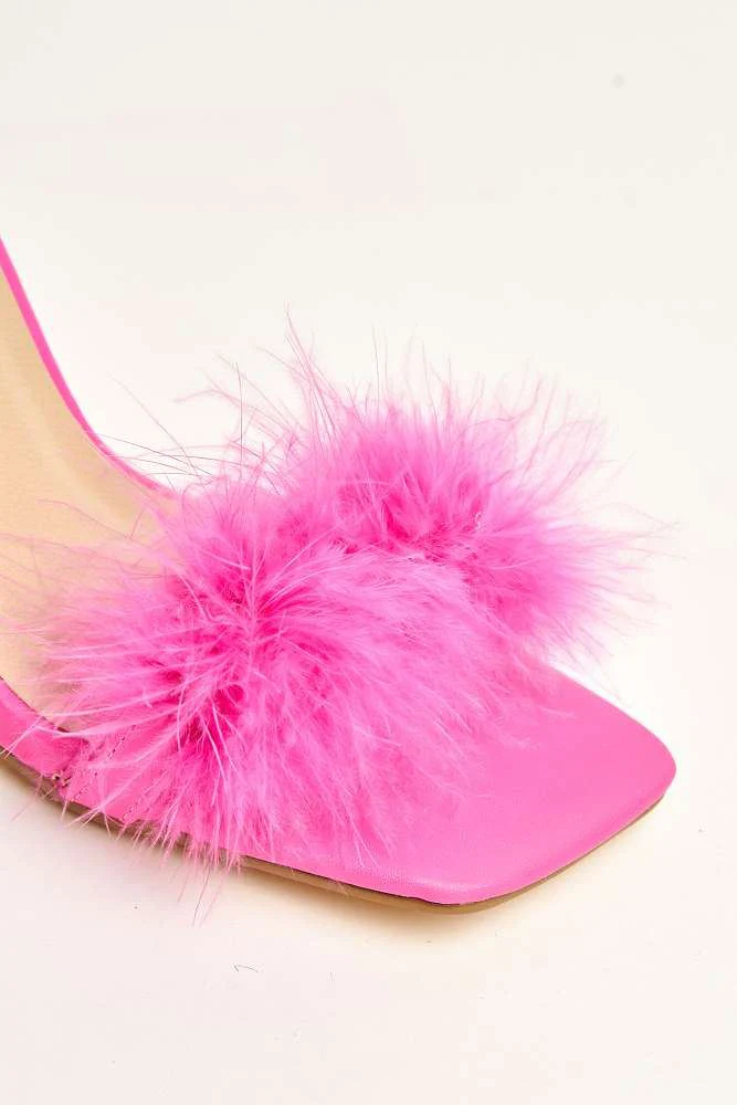 Delilah Feather Band Lace Up Heels in Fuchsia - Image 6