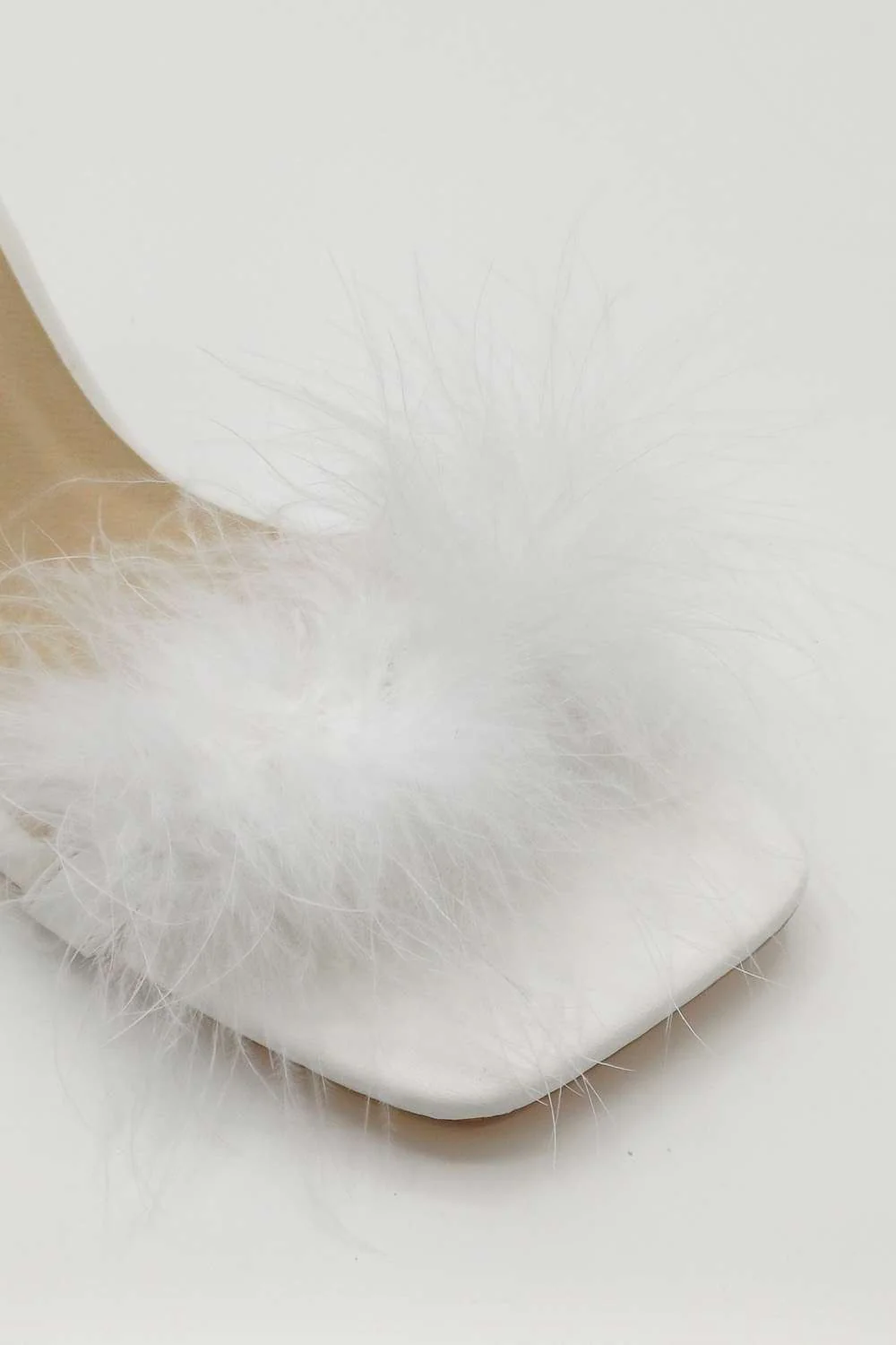Delilah Feather Band Lace Up Heels in White - Image 3