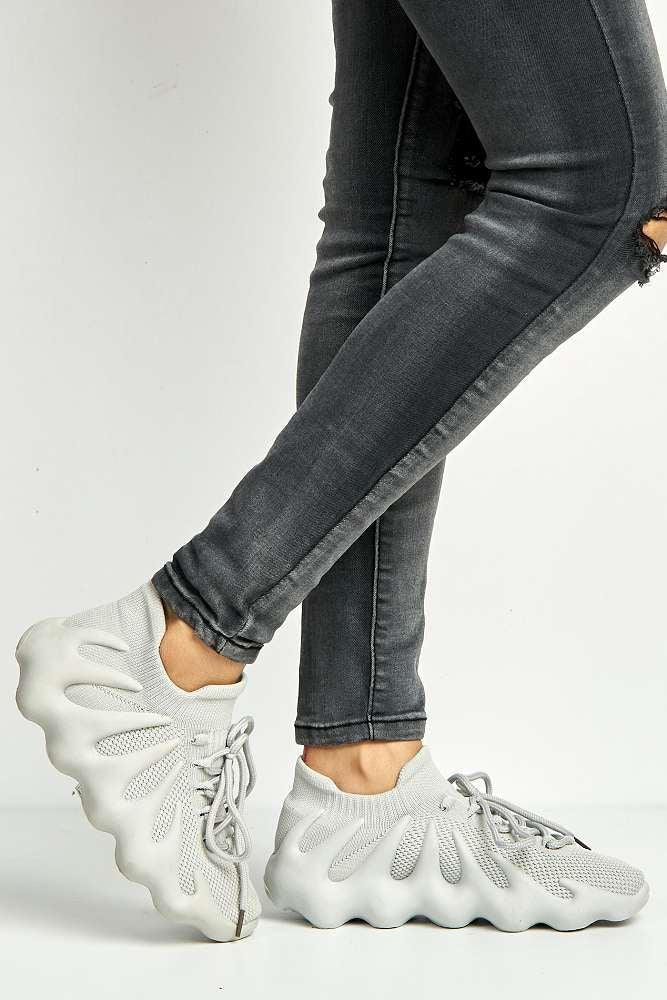 Desirae Structured Sole Lace-up Trainers in Grey - Image 3