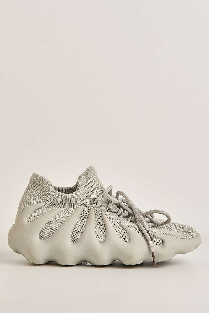 Desirae Structured Sole Lace-up Trainers in Grey - Image 6