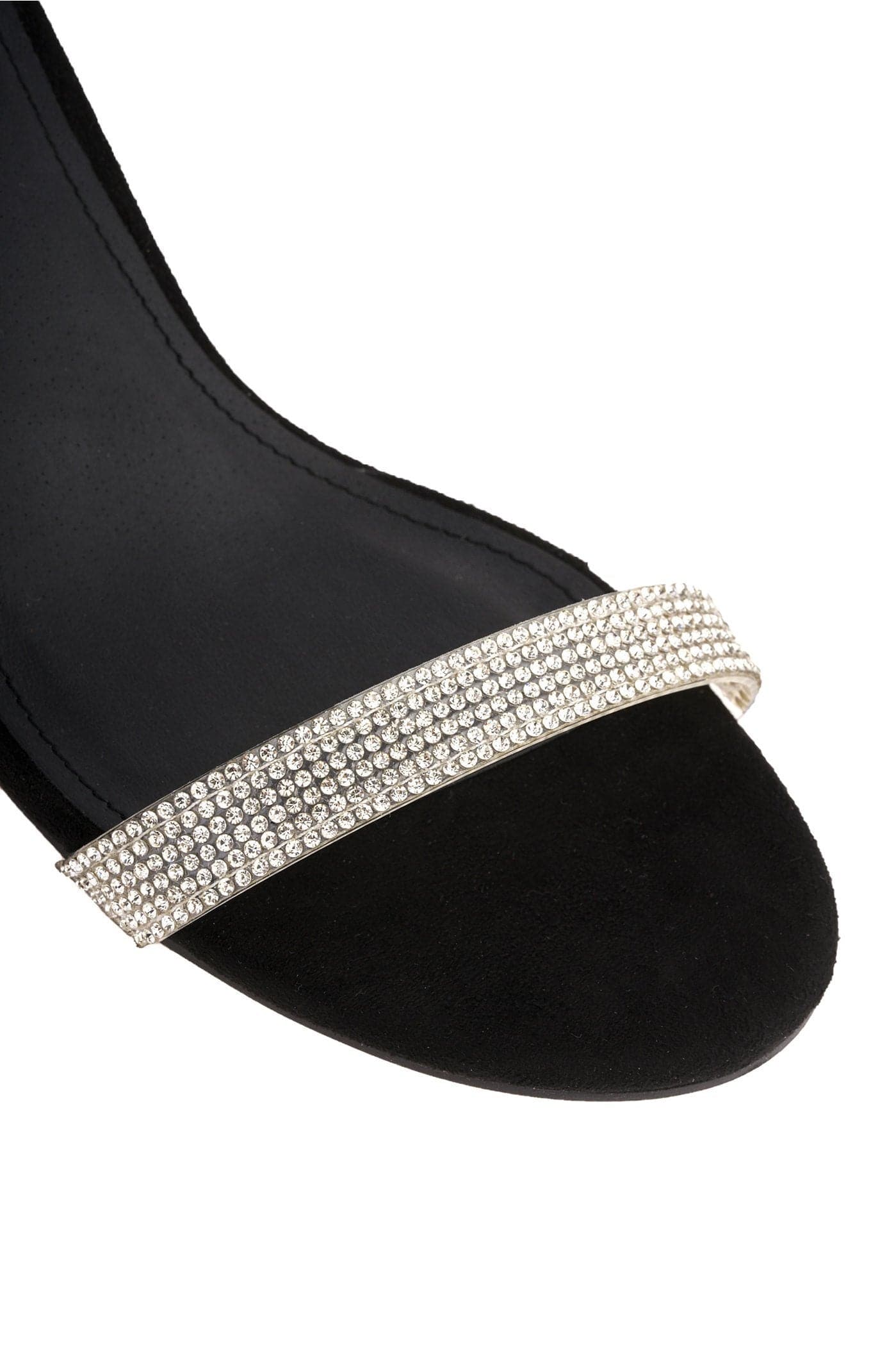 Stella Perspex Diamante Strap Block Heel Sandal in Black Suede - Image 6