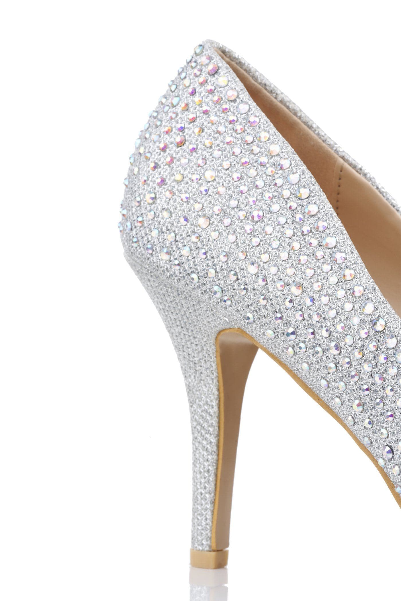 Justine Diamante Stud Peeptoe Heel in Silver - Image 6