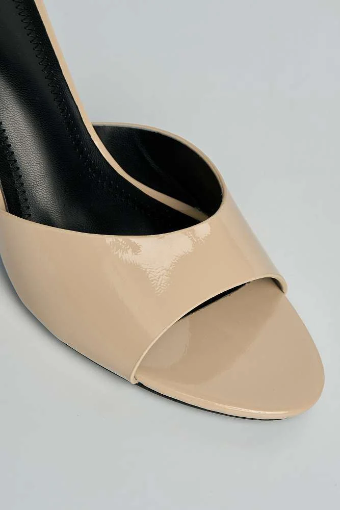 Diara Plain Band Low Heeled Mules in Beige - Image 5