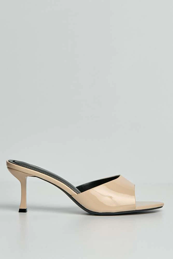 Diara Plain Band Low Heeled Mules in Beige - Image 6