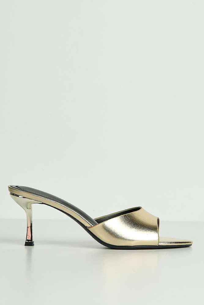 Diara Plain Band Low Heeled Mules in Gold - Image 6