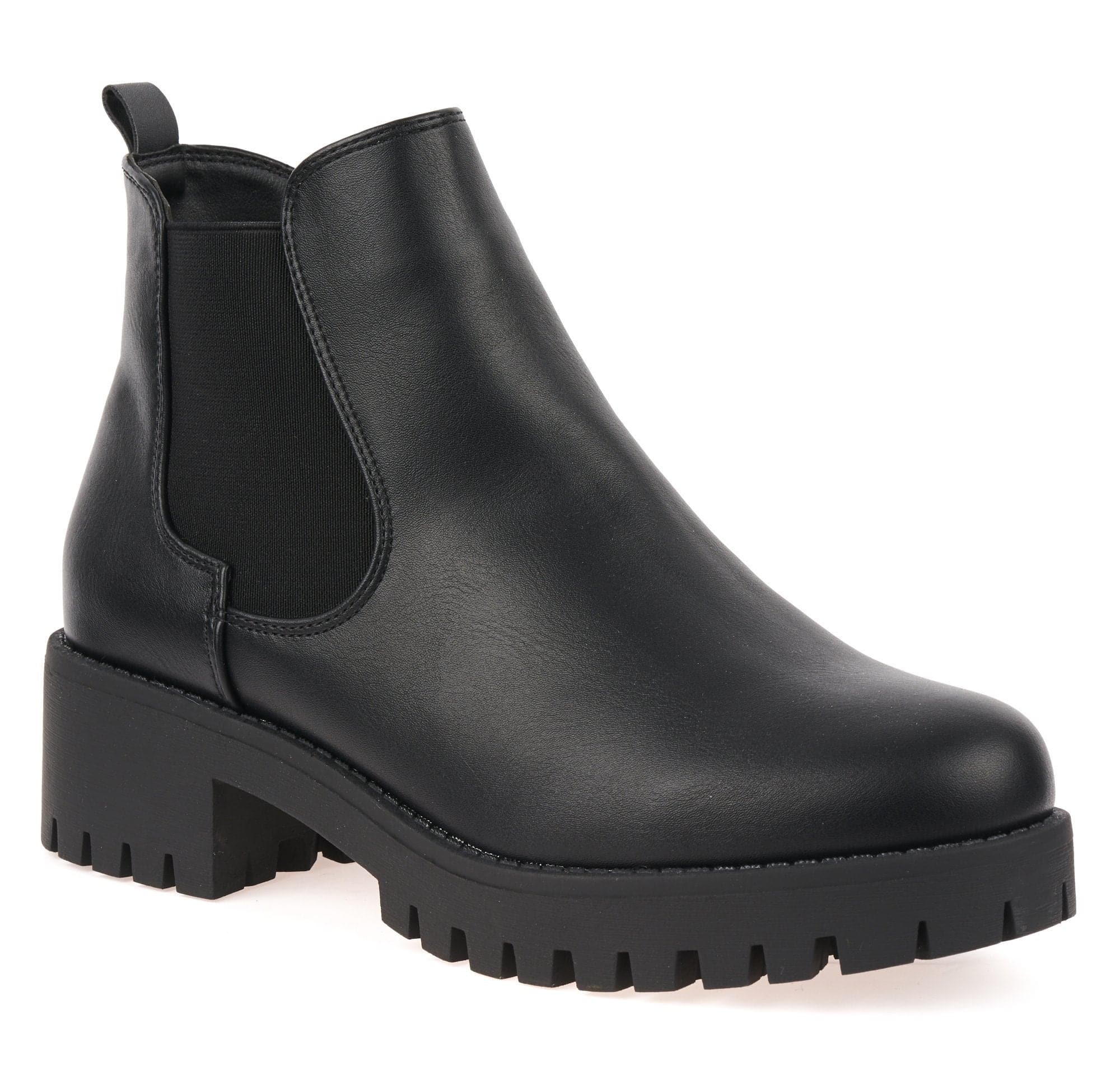Solo Elastic Cleated Sole Ankle Boot in Black Matt - Image 5