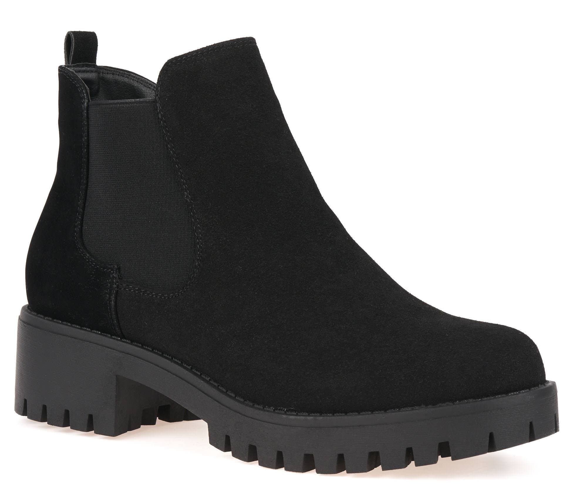 Solo Elastic Cleated Sole Ankle Boot in Black Suede - Image 5