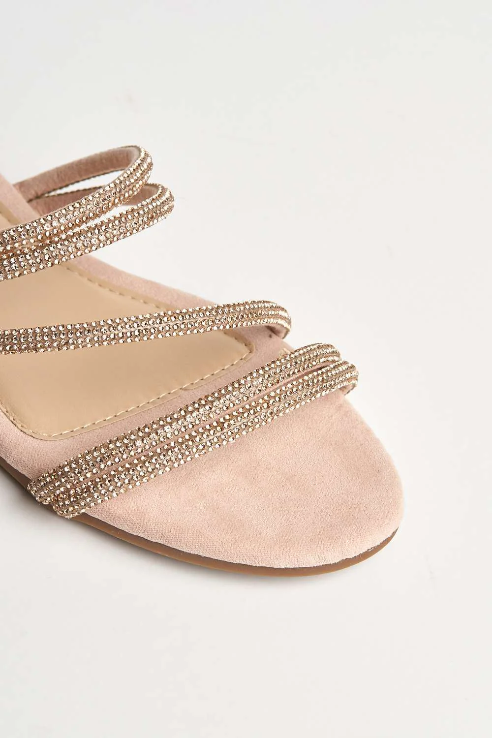 Eldo Diamante Embellished Thin Strap Sliders in Rose Gold - Image 6