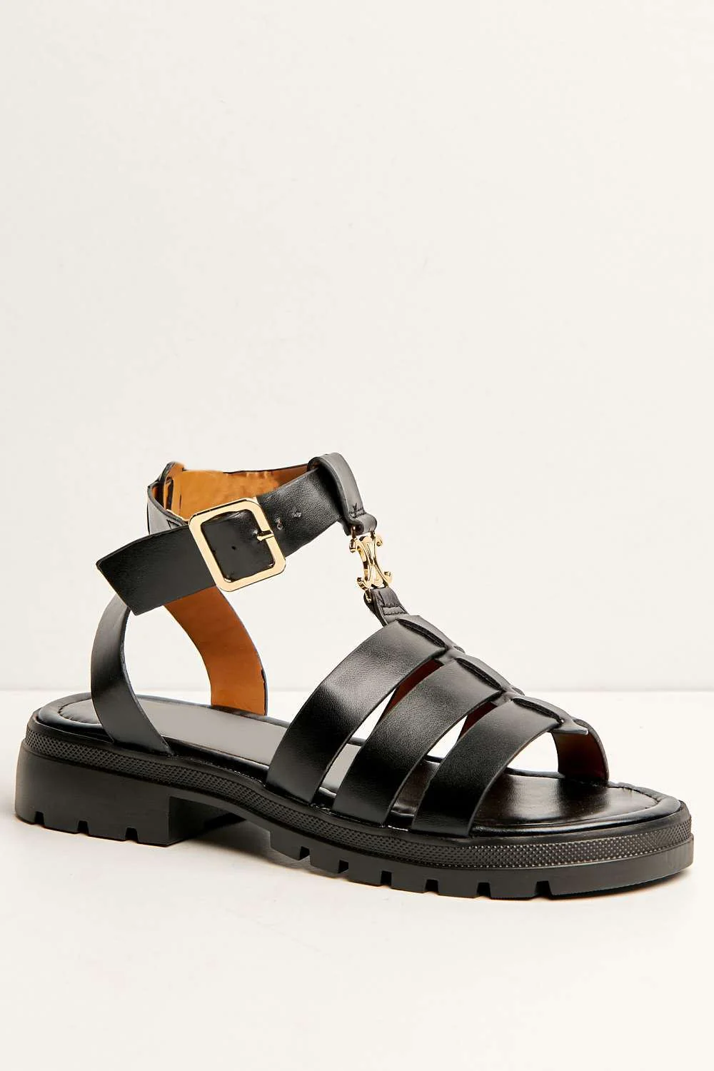 Elenie Anklestrap Flatform Sandals in Black - Image 5