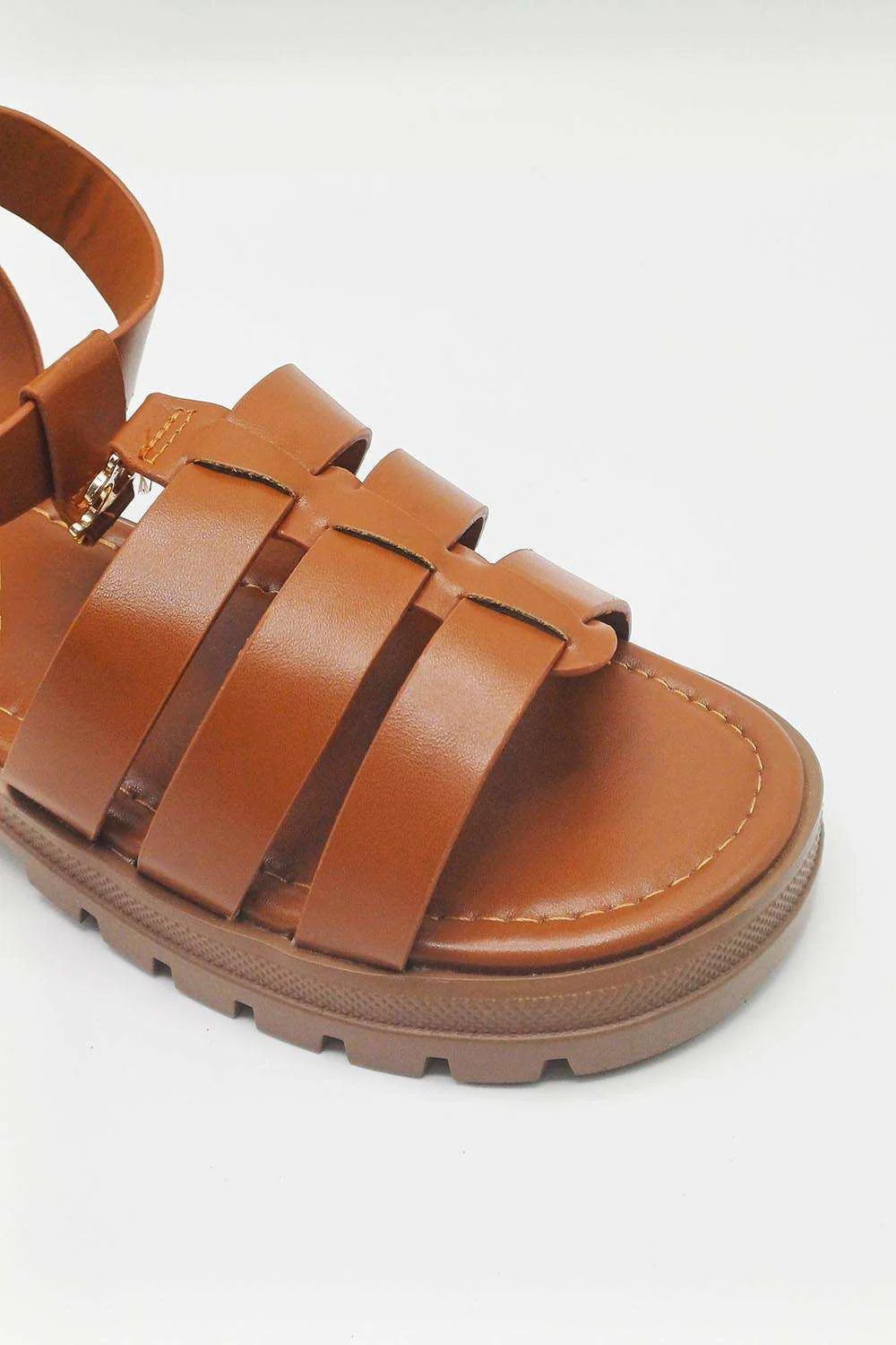 Elenie Anklestrap Flatform Sandals in Tan - Image 6