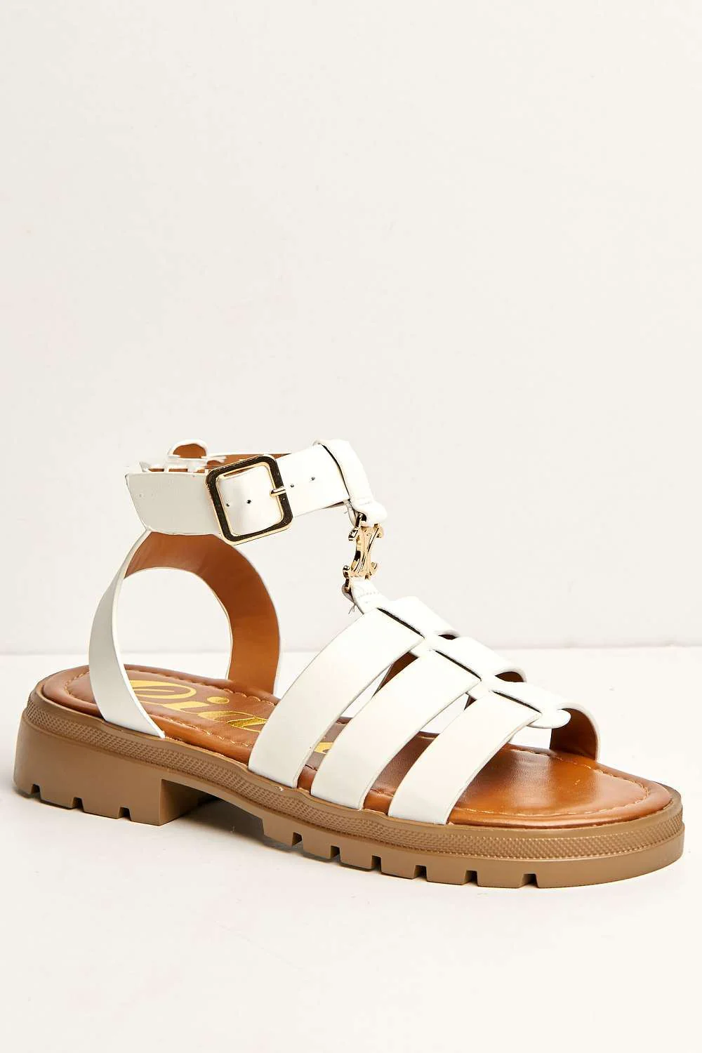 Elenie Anklestrap Flatform Sandals in White - Image 5