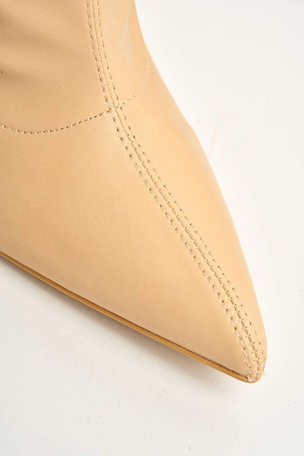 Eless Pointed Toe Stiletto Heeled Ankle Boots in Nude Matt - Image 6