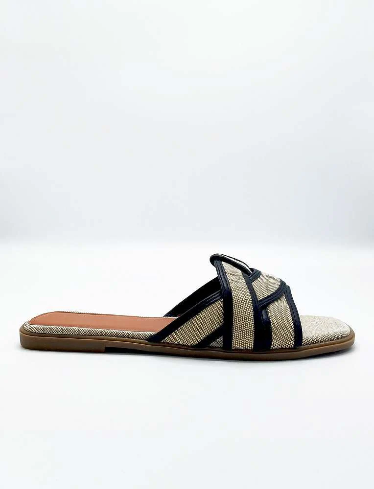 Elida Criss Cross Strap Sliders in Black - Image 4