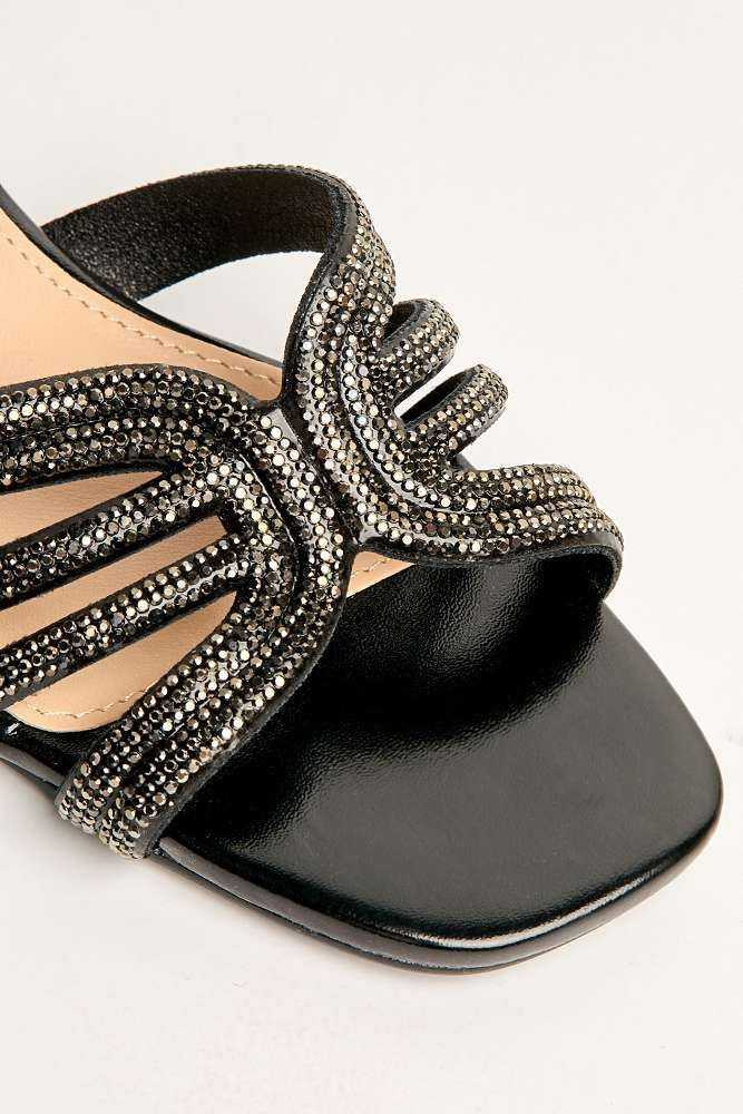 Eliza 6 Diamante Band Block Heel Mule in Black - Image 6