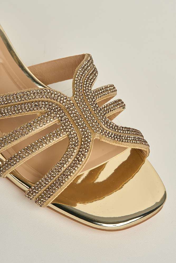 Eliza 6 Diamante Band Block Heel Mule in Bronze - Image 5