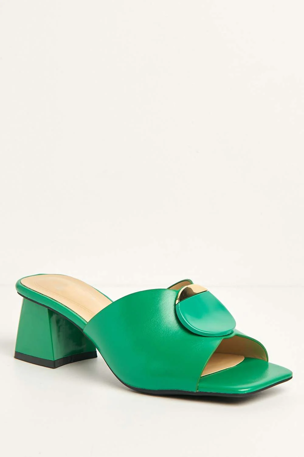 Elizabeth Gold Trim Circle Band Mule in Green - Image 4