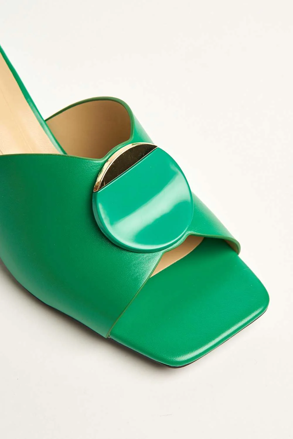 Elizabeth Gold Trim Circle Band Mule in Green - Image 6