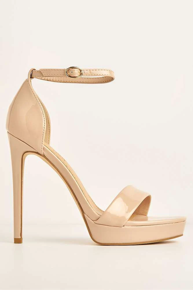 Ella Barely There Platform Sandal in Blush Patent - Image 6