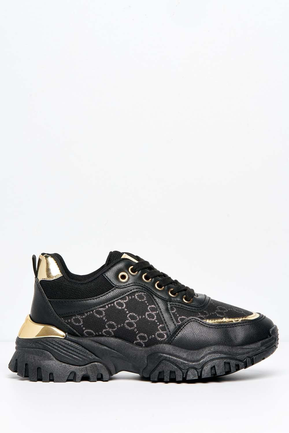 Elle Chunky Sole Logo Trainer in Black - Image 5
