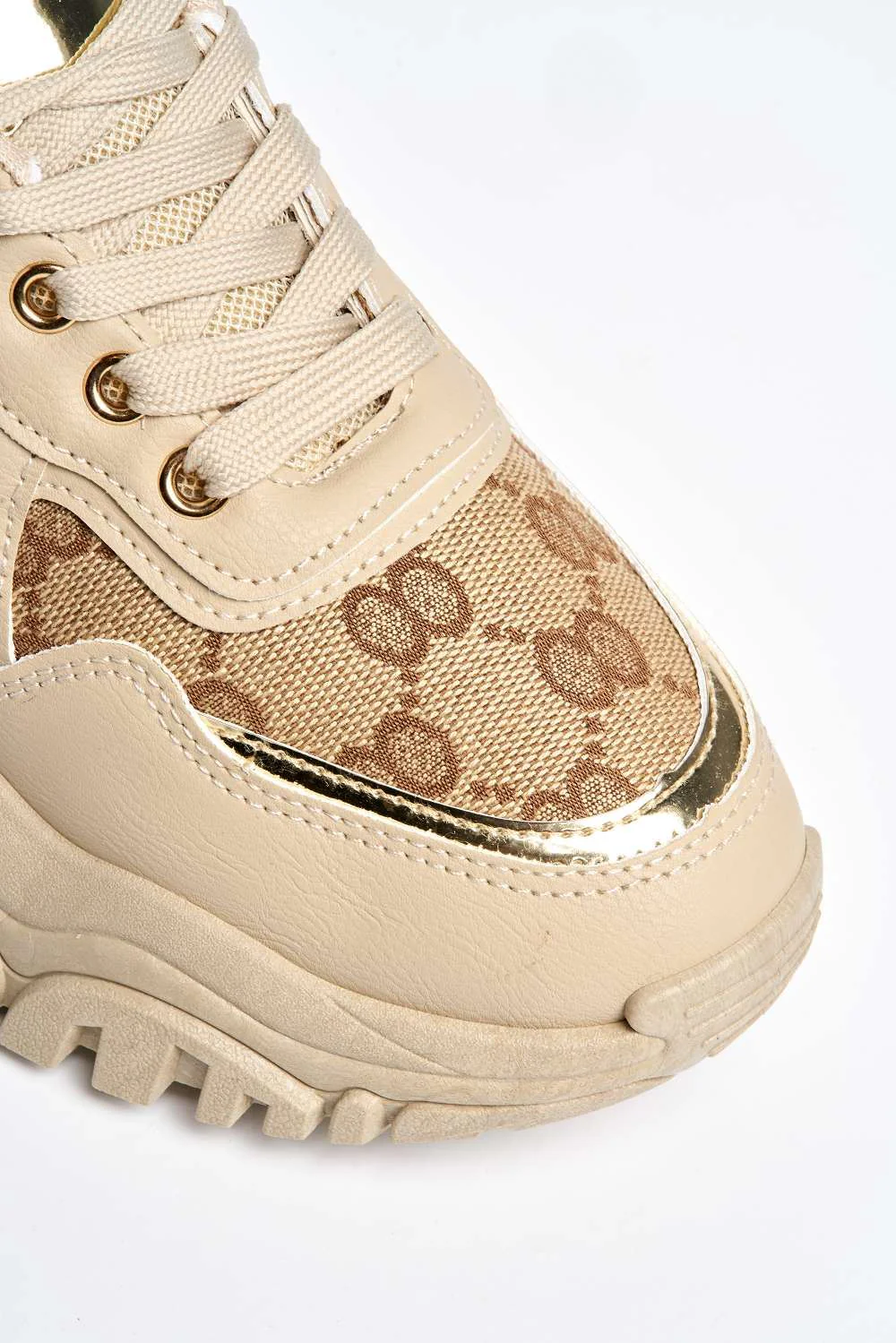 Elle Chunky Sole Logo Trainer in Nude - Image 6